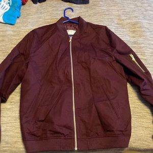 ASOS Design Essential Bomber Jacket in Maroon